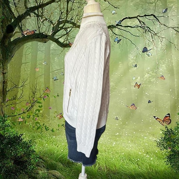 Ralph Lauren Double RL White Cable Knit Cardigan - Picture 4 of 8